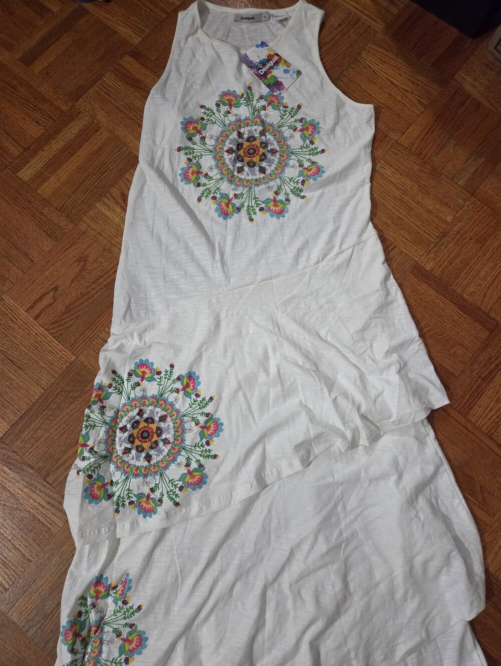 Desigual White Layered Tank Maxi Dress